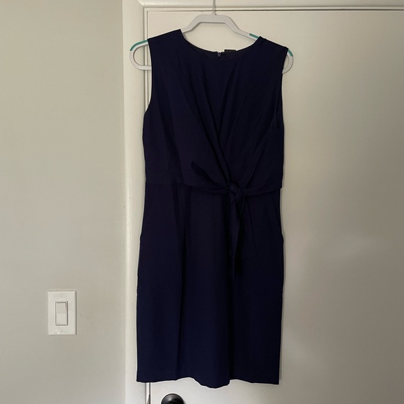 NWT Zealous Love Navy Blue Tie-Front Midi Dress - Picture 2 of 6